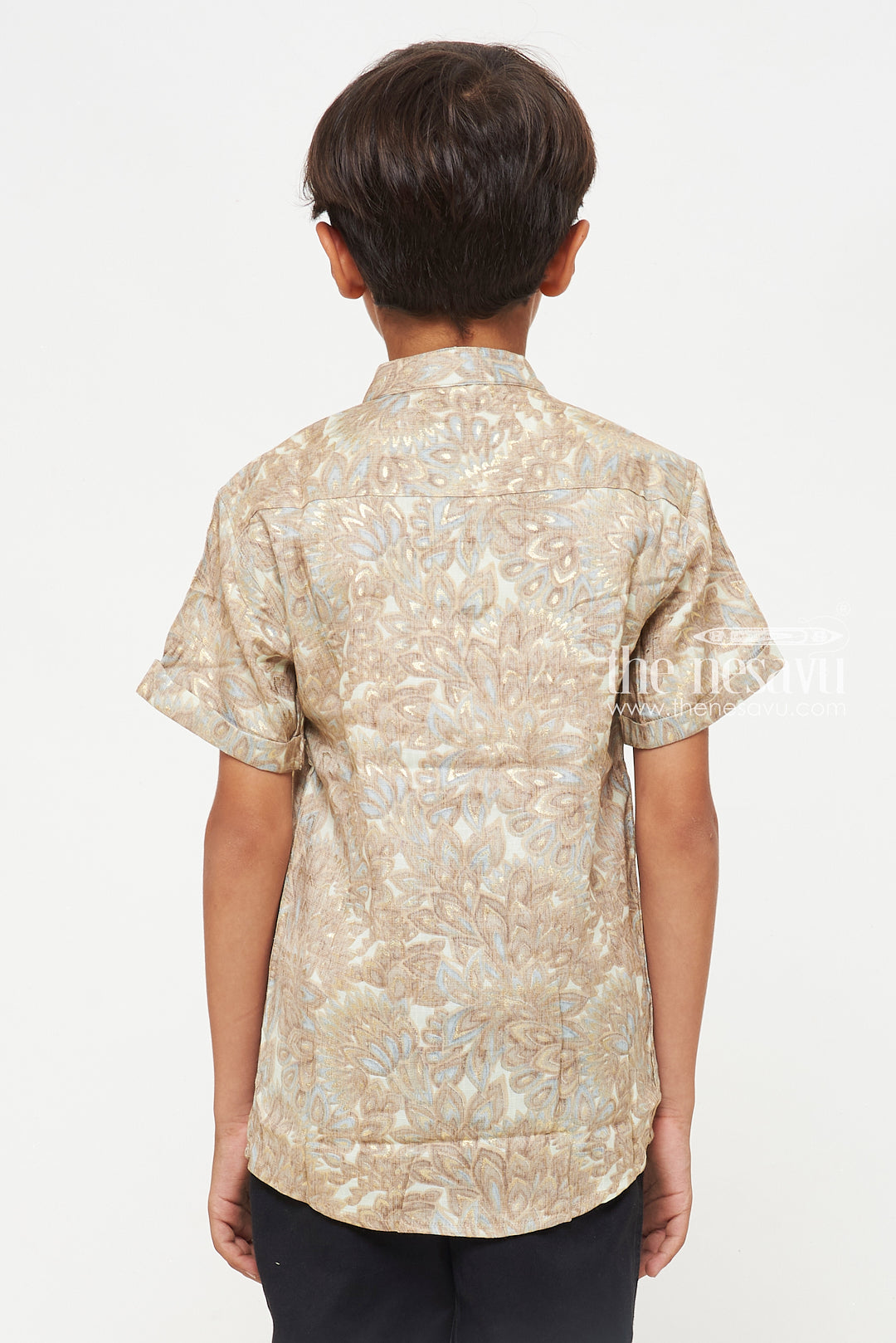 The Nesavu Boys Cotton Shirt Boys Rayon Shirt with Leaf Pattern - Casual and Comfortable Nesavu Boys Rayon Shirt with Leaf Pattern | Casual and Comfortable | The Nesavu