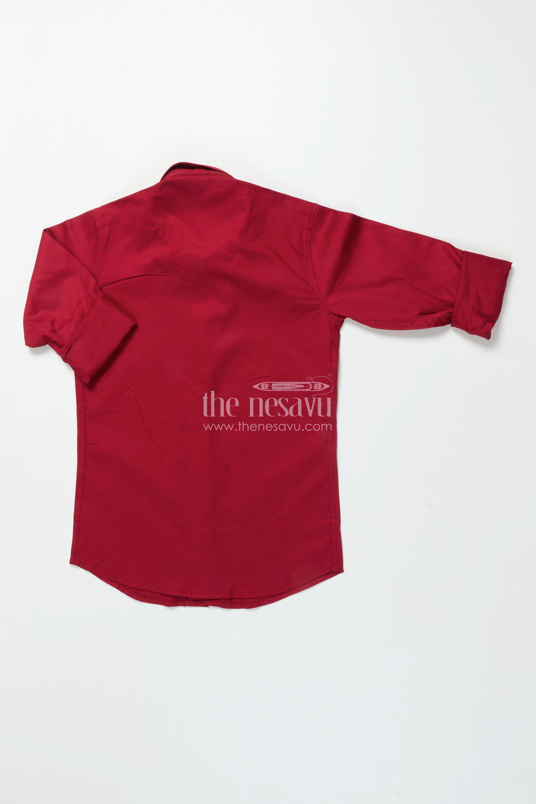 The Nesavu Boys Cotton Shirt Boys Red Shirt with Designer Foil Print Cotton Blend Festive Shirt Nesavu Boys red festive shirt foil print premium cotton blend party shirt