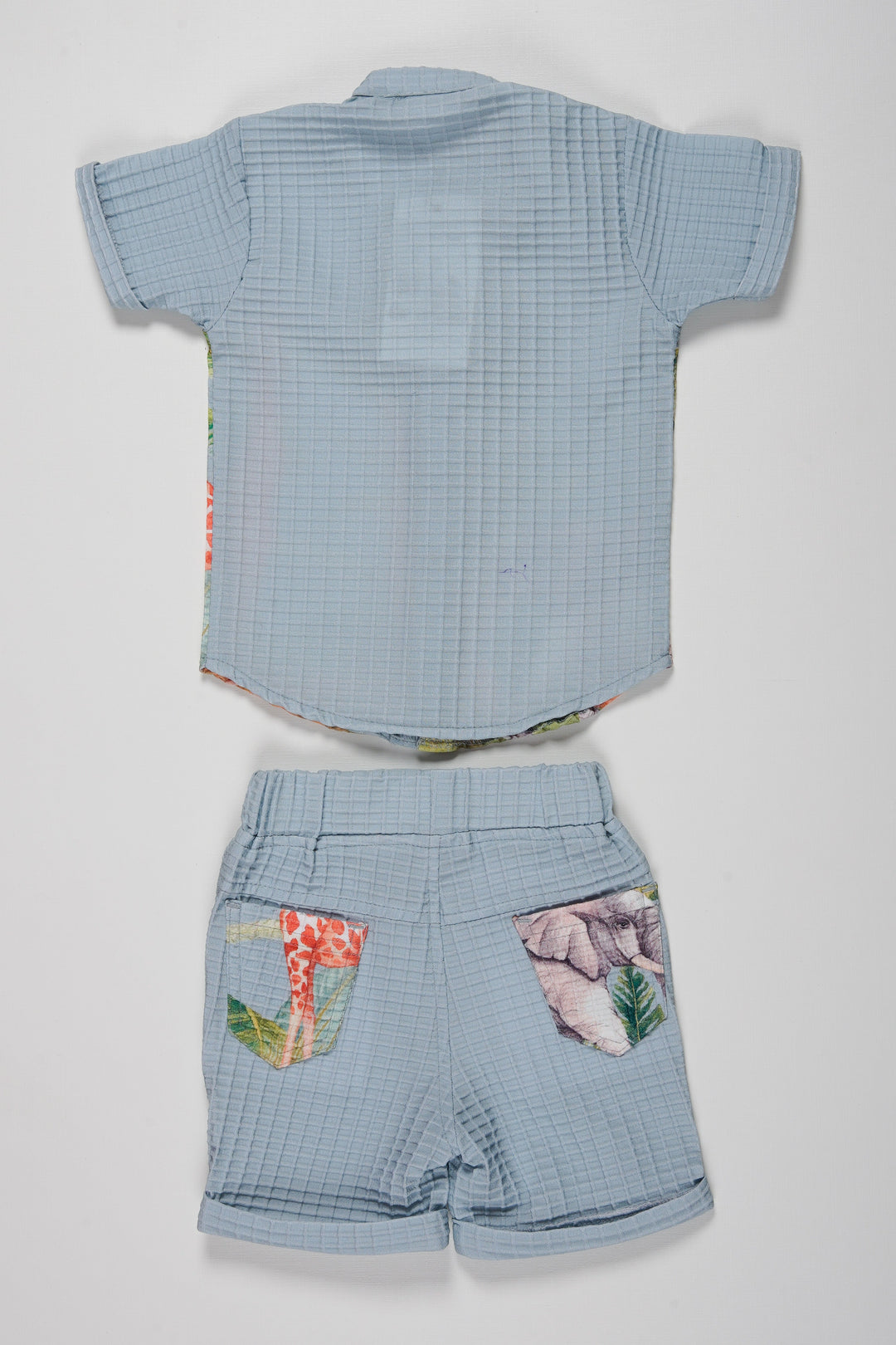 The Nesavu Boys Casual Set Boys Safari-Inspired Printed Shirt and Striped Shorts Set Nesavu Boys Safari Shirt   Striped Shorts Set | Shop the Adventure Look | The Nesavu