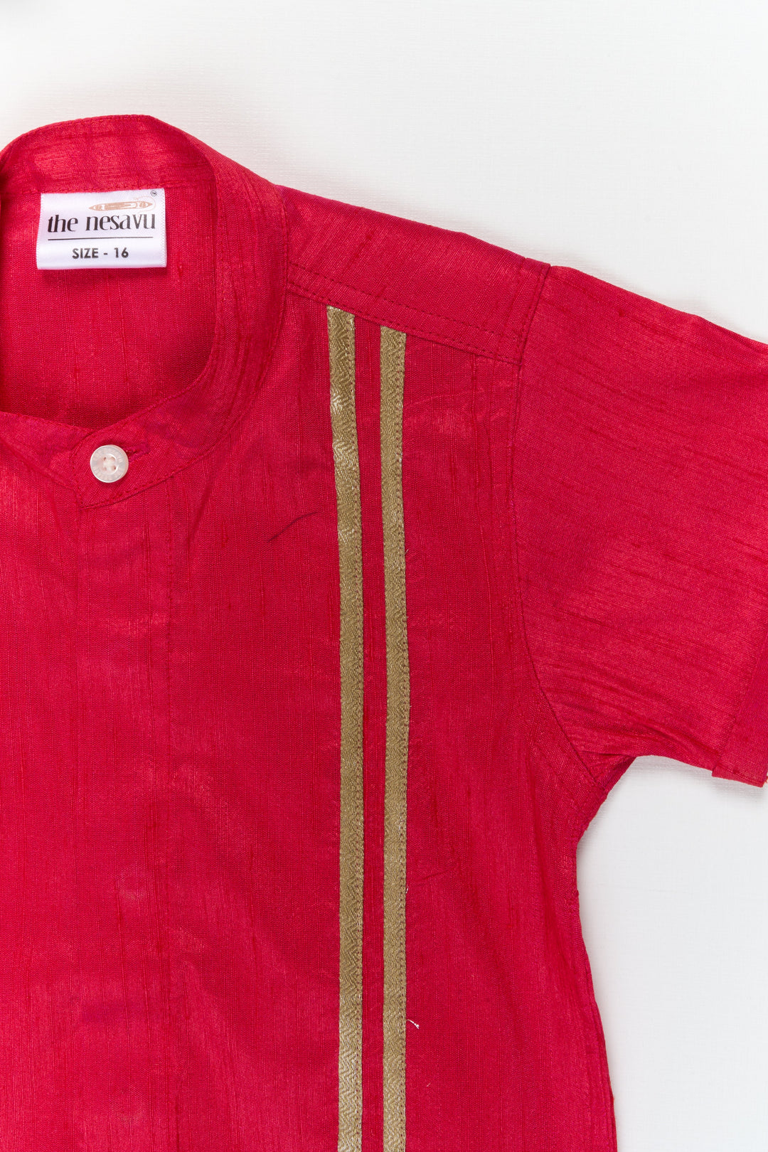 The Nesavu Boys Silk Shirt Boys Semi Raw Silk Shirt for Weddings and Festive Occasions Nesavu Nesavu boys semi raw silk shirt with tissue stripes for weddings and traditional functions