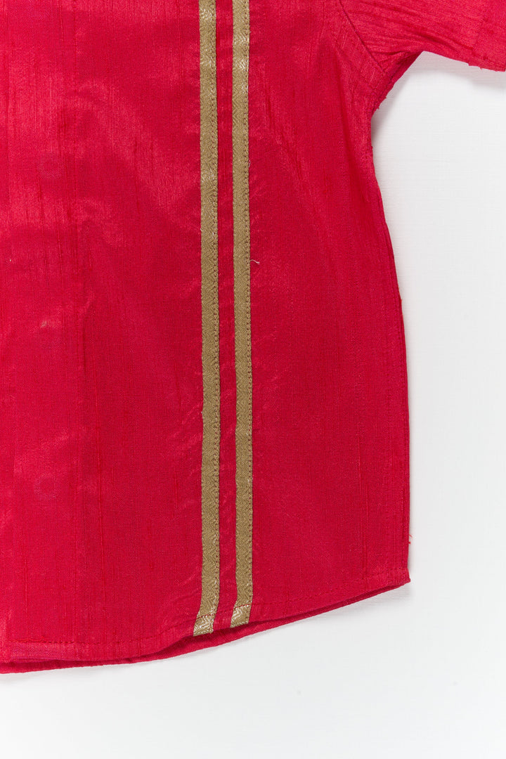 The Nesavu Boys Silk Shirt Boys Semi Raw Silk Shirt for Weddings and Festive Occasions Nesavu Nesavu boys semi raw silk shirt with tissue stripes for weddings and traditional functions