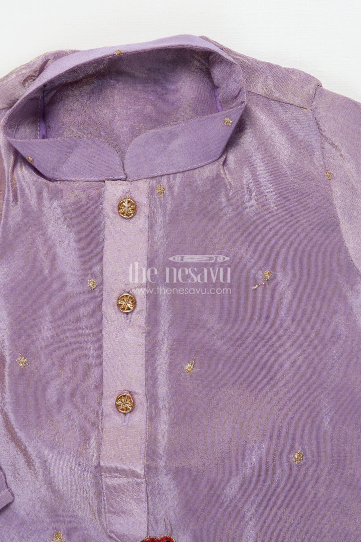 The Nesavu Boys Kurtha Set Boys Sequin Embroidered Kurta Set for Receptions and Festive Functions Nesavu Nesavu boys sequin embroidered silk kurta set bird motifs perfect festive celebrations receptions