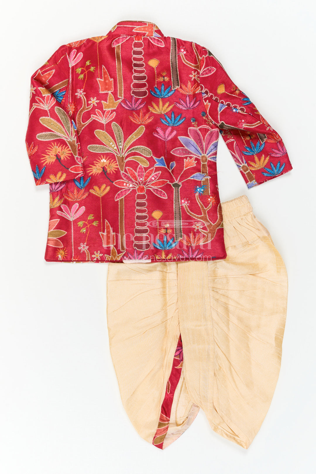 The Nesavu Boys Sherwani Boys Sherwani Outfit for Wedding Ceremonies and Festive Occasions Nesavu Nesavu Boys Sherwani Outfit For Wedding Ceremonies With Embroidered Viscose Silk Festive Wear Set