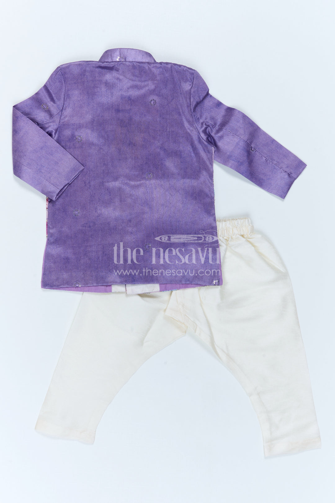 The Nesavu Boys Sherwani Boys Sherwani Set for Celebrations and Festive Occasions Nesavu Nesavu Boys Sherwani Set For Weddings Viscose Silk With Digital Print Festive Ethnic Outfit