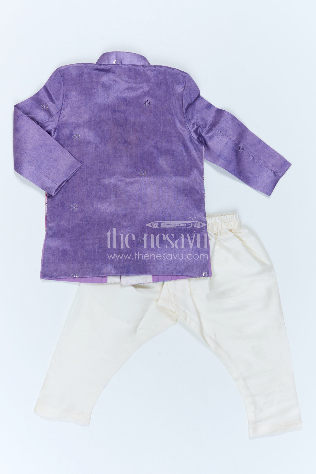 The Nesavu Boys Sherwani Boys Sherwani Set for Celebrations and Festive Occasions Nesavu Nesavu Boys Sherwani Set For Weddings Viscose Silk With Digital Print Festive Ethnic Outfit