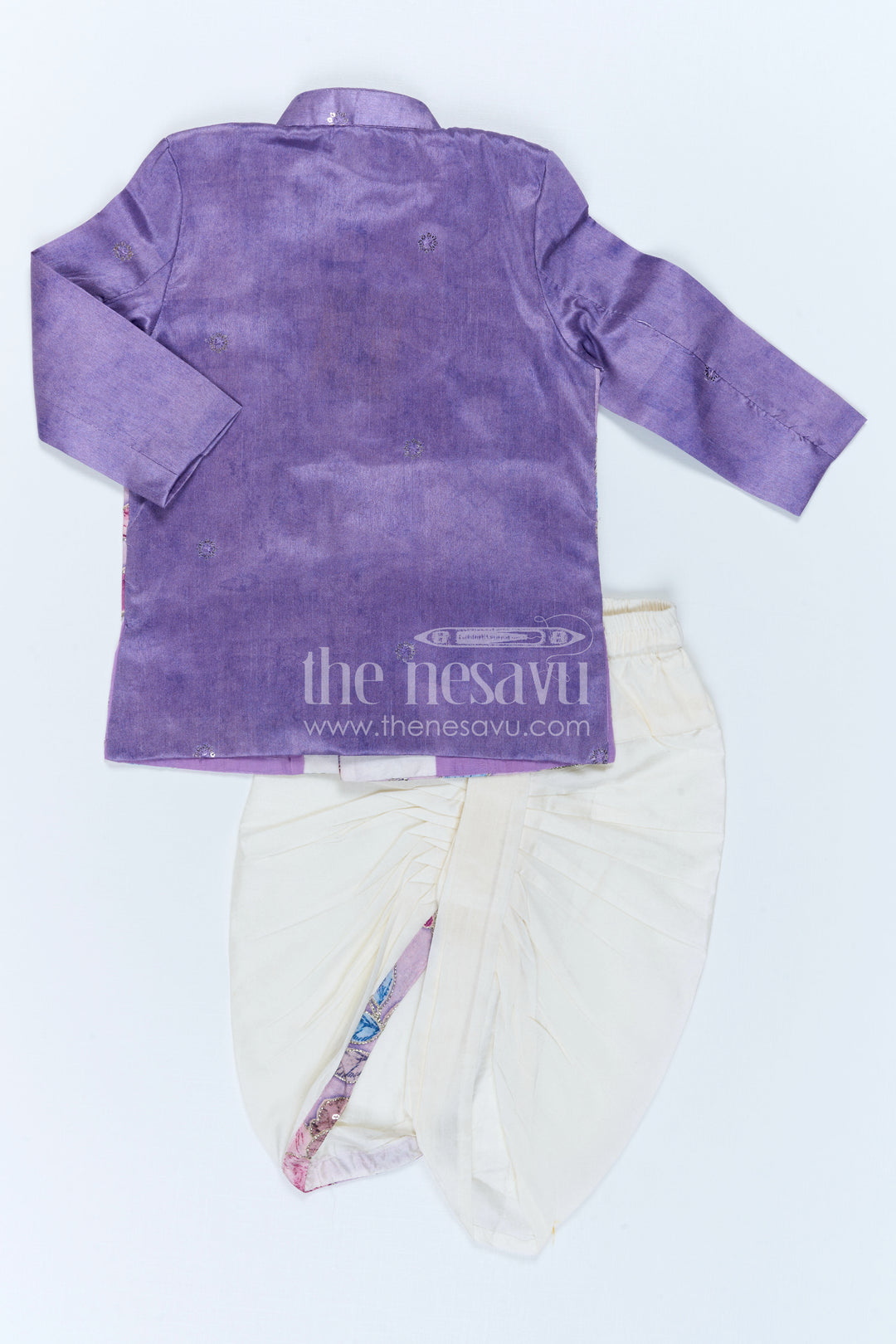 The Nesavu Boys Sherwani Boys Sherwani Set for Celebrations and Festive Occasions Nesavu Nesavu Boys Sherwani Set For Weddings Viscose Silk With Digital Print Festive Ethnic Outfit