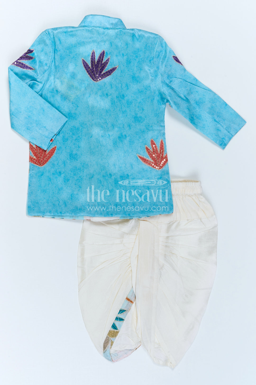 The Nesavu Boys Sherwani Boys Sherwani Set for Festive Occasions and Weddings Nesavu Nesavu Boys Sherwani Set With Sequence Embroidery Viscose Silk For Weddings And Festive Wear
