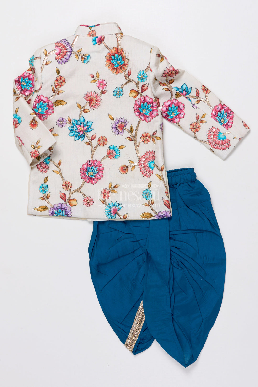 The Nesavu Boys Sherwani Boys Sherwani Set for Wedding Receptions and Cultural Events Nesavu Nesavu boys silk sherwani embroidered elephant print weddings grand festive occasions