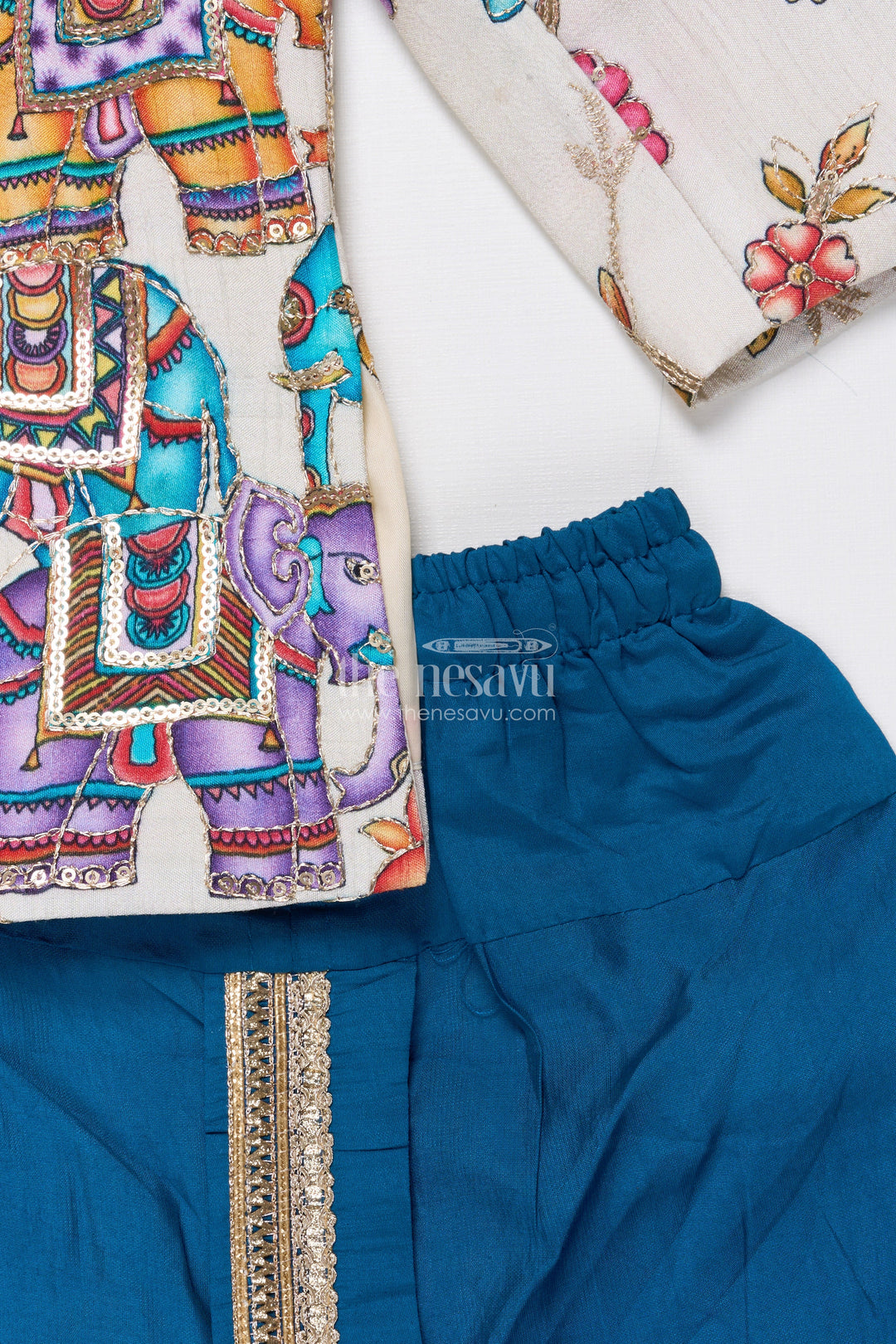 The Nesavu Boys Sherwani Boys Sherwani Set for Wedding Receptions and Cultural Events Nesavu Nesavu boys silk sherwani embroidered elephant print weddings grand festive occasions