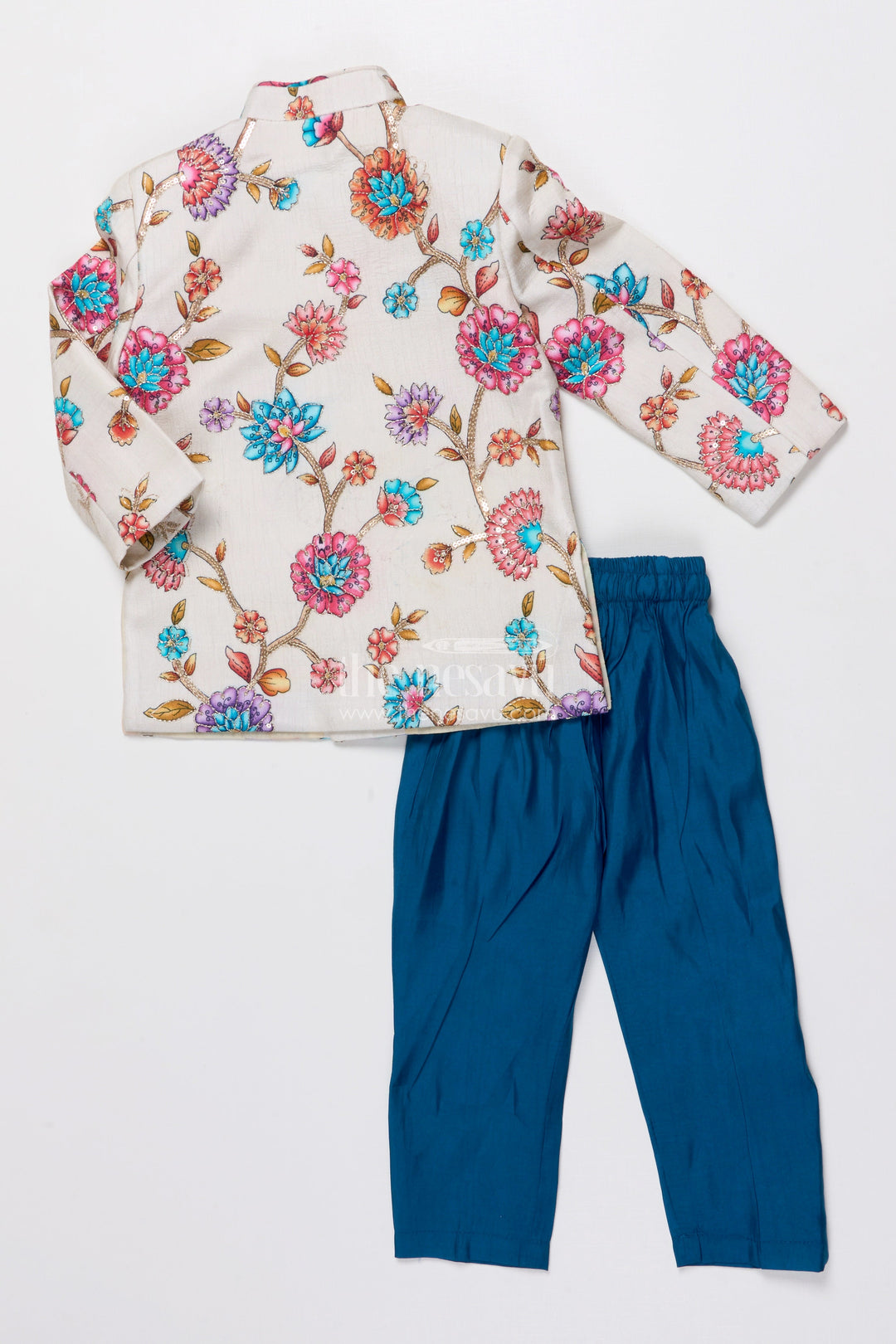 The Nesavu Boys Sherwani Boys Sherwani Set for Wedding Receptions and Cultural Events Nesavu Nesavu boys silk sherwani embroidered elephant print weddings grand festive occasions