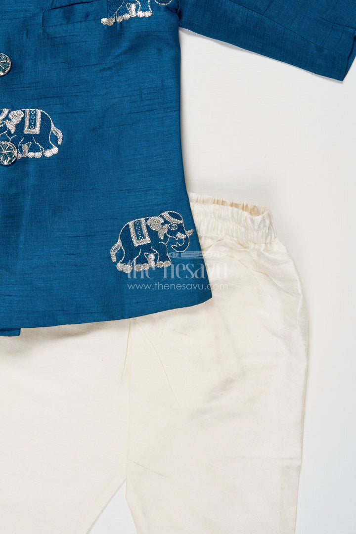 The Nesavu Boys Sherwani Boys Sherwani Set for Weddings and Traditional Events Nesavu Nesavu boys sherwani thread embroidery weddings festive Indian functions