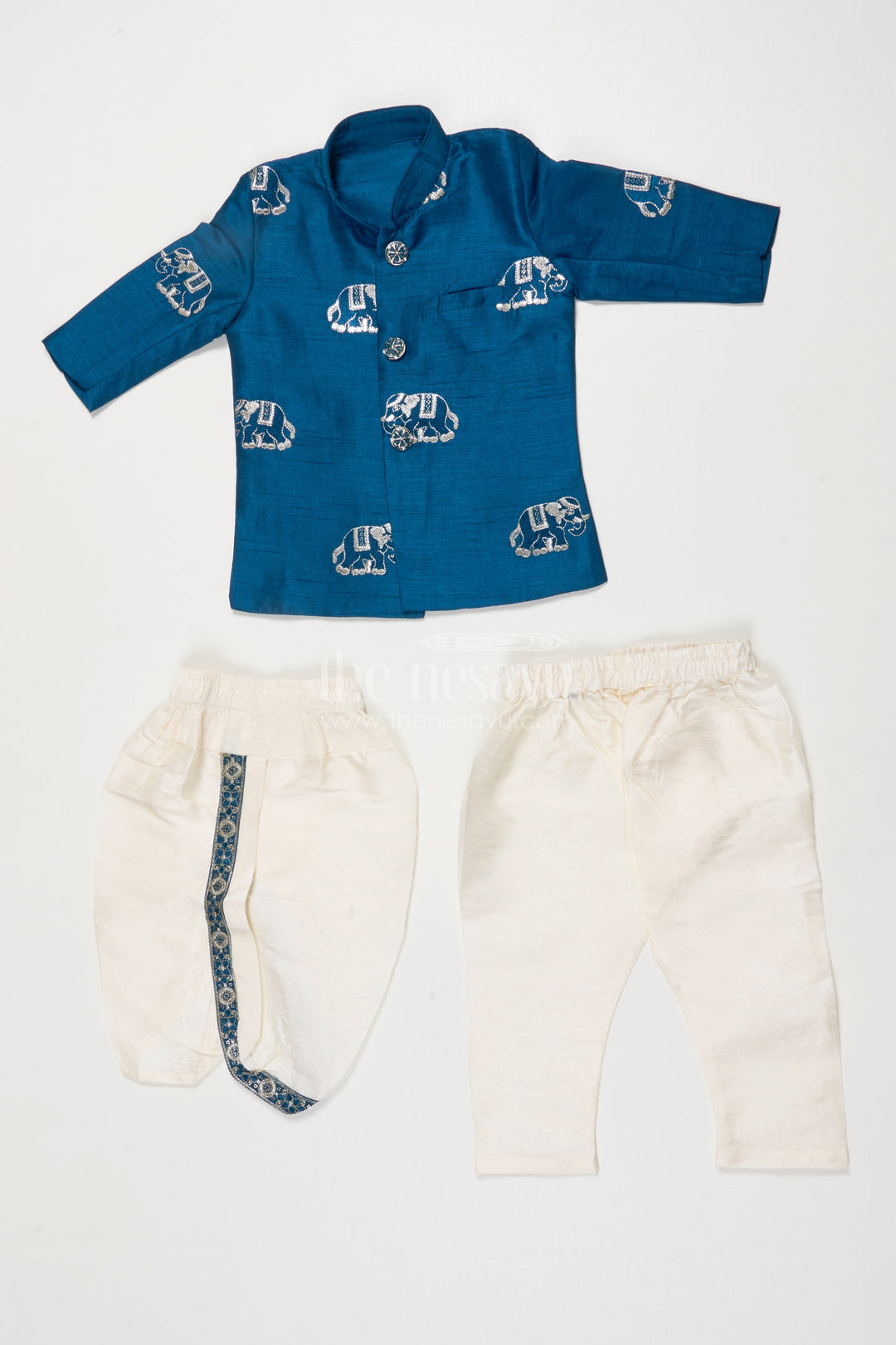 The Nesavu Boys Sherwani Boys Sherwani Set for Weddings and Traditional Events Nesavu Nesavu boys sherwani thread embroidery weddings festive Indian functions