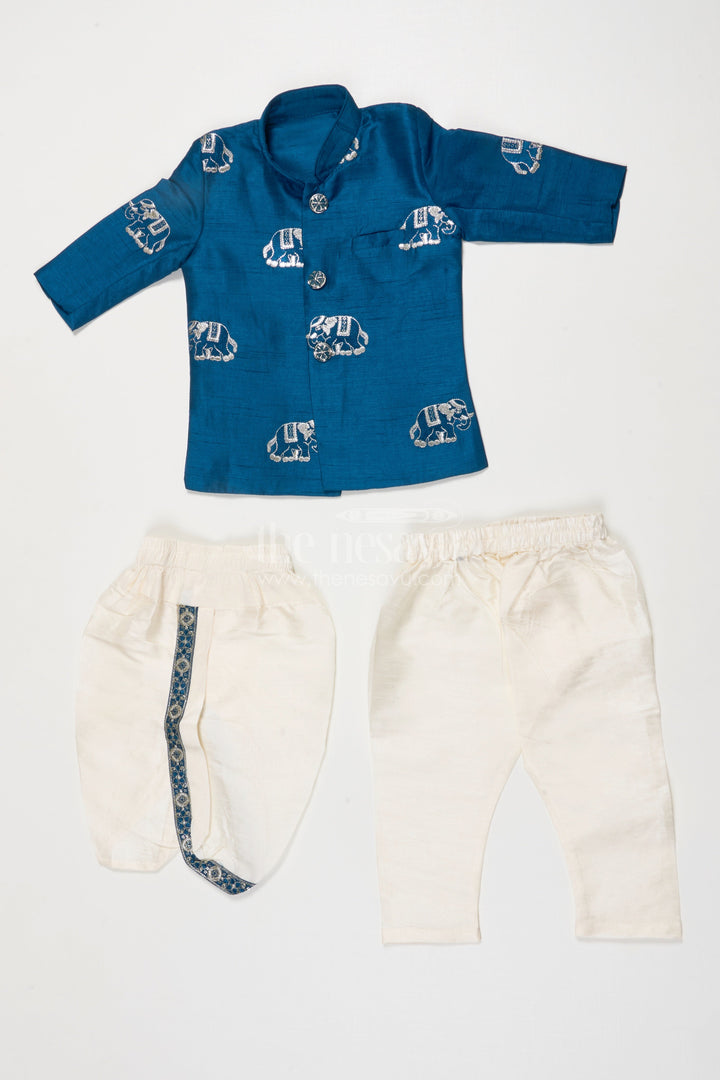 The Nesavu Boys Sherwani Boys Sherwani Set for Weddings and Traditional Events Nesavu Nesavu boys sherwani thread embroidery weddings festive Indian functions