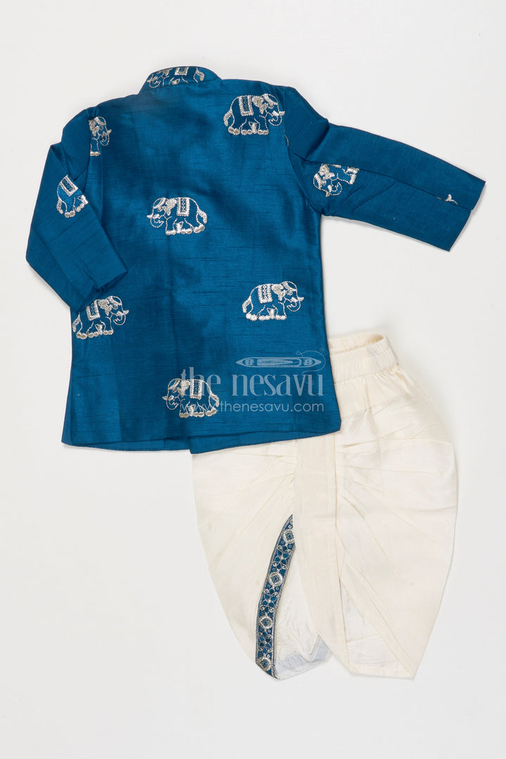 The Nesavu Boys Sherwani Boys Sherwani Set for Weddings and Traditional Events Nesavu Nesavu boys sherwani thread embroidery weddings festive Indian functions