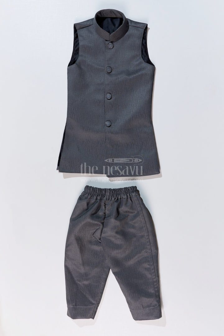 The Nesavu Boys Jacket Sets Boys Sherwani with Long Jacket in Silk Blend with Designer Embroidery and Elegant Detailing Nesavu Boys Sherwani Long Jacket Silk Blend Designer Embroidery Regal Charm | The Nesavu