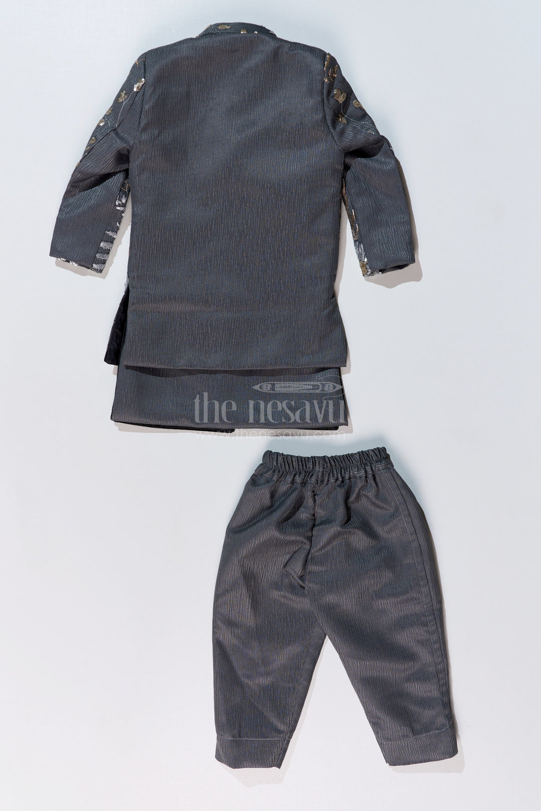 The Nesavu Boys Jacket Sets Boys Sherwani with Long Jacket in Silk Blend with Designer Embroidery and Elegant Detailing Nesavu Boys Sherwani Long Jacket Silk Blend Designer Embroidery Regal Charm | The Nesavu