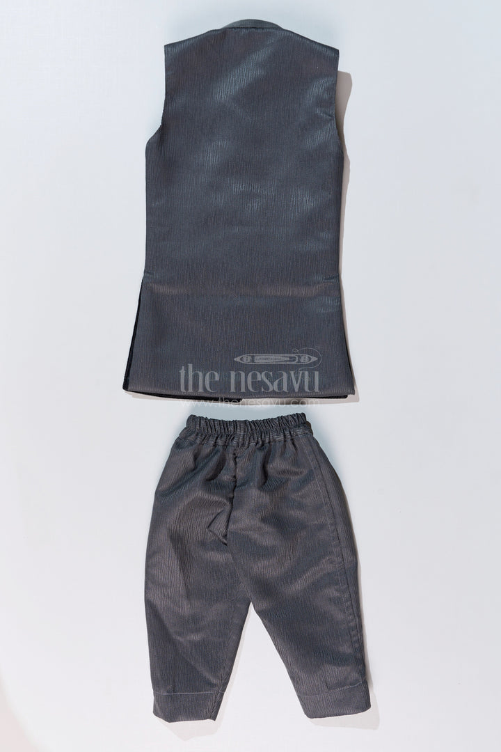 The Nesavu Boys Jacket Sets Boys Sherwani with Long Jacket in Silk Blend with Designer Embroidery and Elegant Detailing Nesavu Nesavu Boys Sherwani Long Jacket Silk Blend Designer Embroidery Regal Charm
