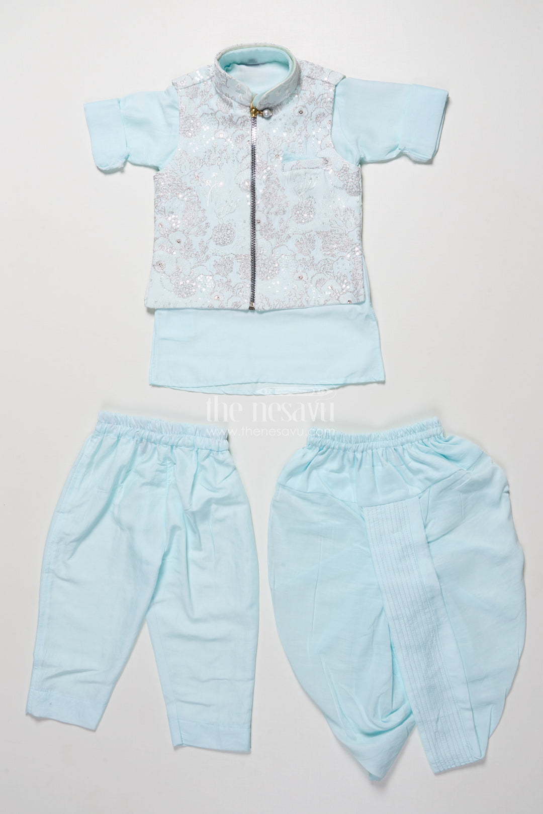 The Nesavu Boys Jacket Sets Boys Silk Blend Jacket Set for Festive Occasions and Weddings Nesavu Nesavu boys silk blend jacket set embroidered designer jacket weddings festive occasions