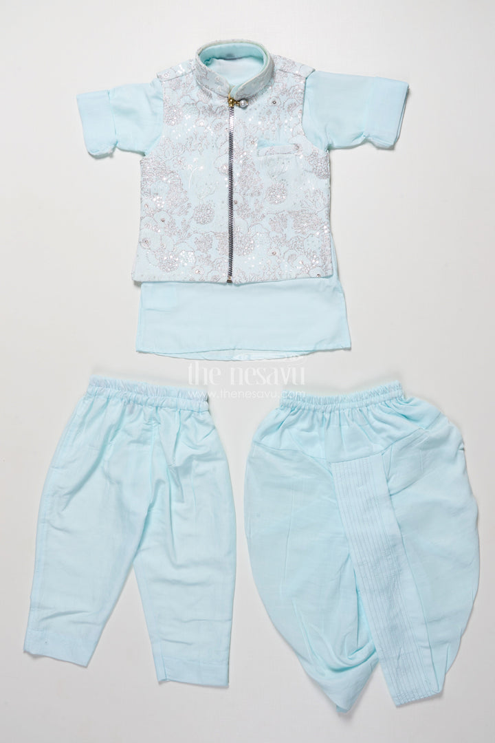 The Nesavu Boys Jacket Sets Boys Silk Blend Jacket Set for Festive Occasions and Weddings Nesavu Nesavu boys silk blend jacket set embroidered designer jacket weddings festive occasions