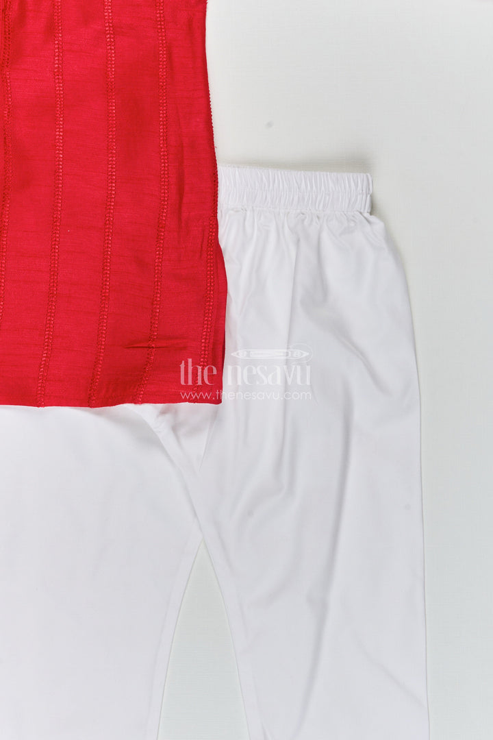 The Nesavu Boys Kurtha Set Boys silk blend kurta set for Diwali and festive wear Nesavu Nesavu boys blend silk kurta churidar set Diwali poojas festive celebrations