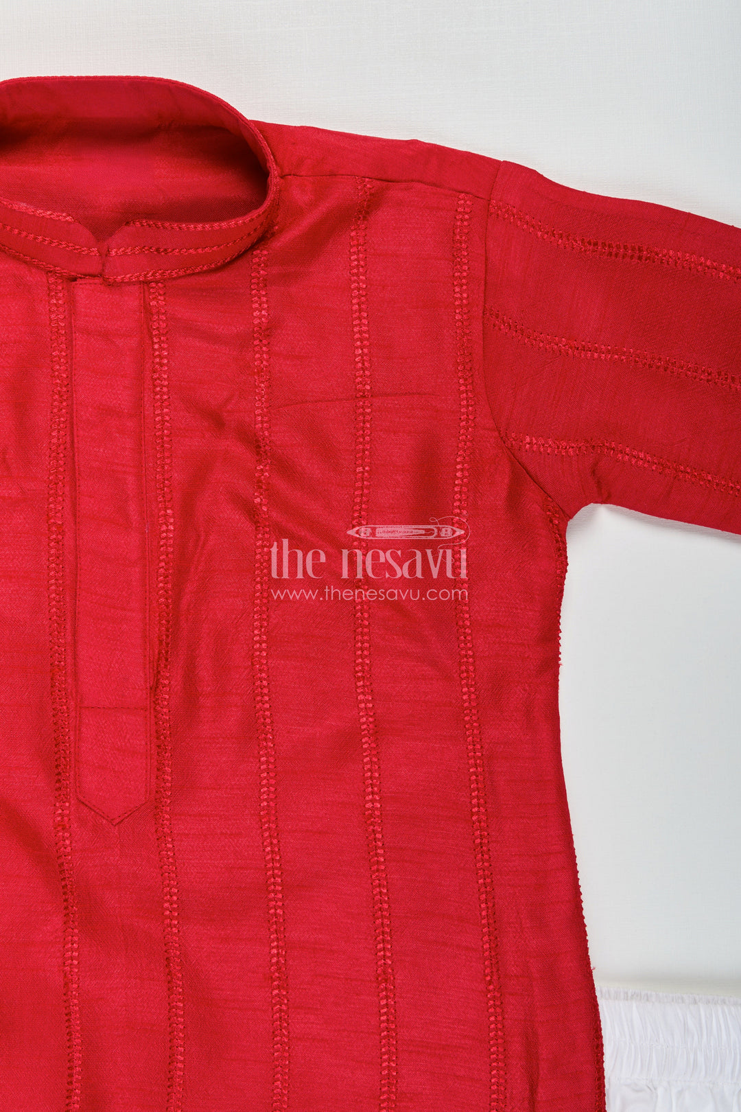 The Nesavu Boys Kurtha Set Boys silk blend kurta set for Diwali and festive wear Nesavu Nesavu boys blend silk kurta churidar set Diwali poojas festive celebrations