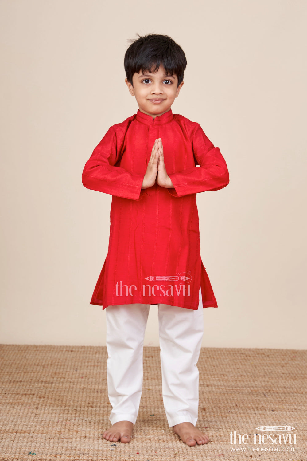 The Nesavu Boys Kurtha Set Boys Silk Blend Kurta Set for Diwali and Festive Wear Nesavu Nesavu boys blend silk kurta churidar set Diwali poojas festive celebrations