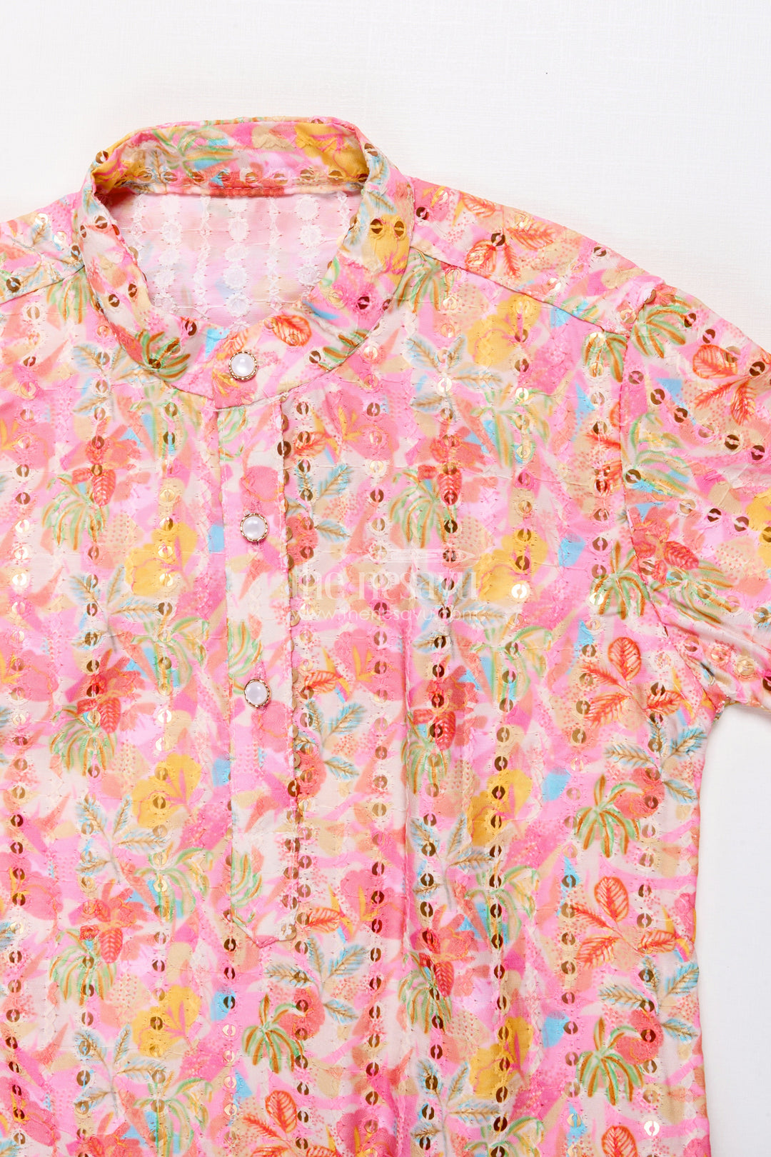 The Nesavu Boys Kurtha Set Boys Silk Blend Kurta Set with Digital Print for Festive Weddings Nesavu Nesavu embroidered digital print boys kurta set festive silk blend outfit weddings cultural events