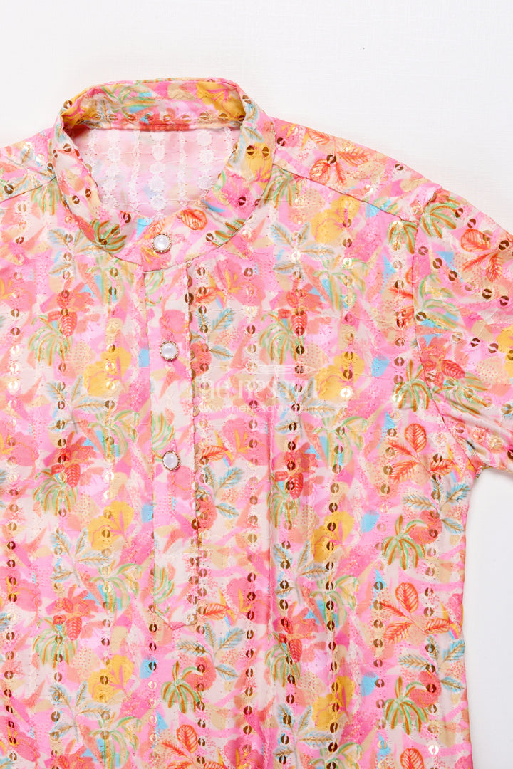 The Nesavu Boys Kurtha Set Boys Silk Blend Kurta Set with Digital Print for Festive Weddings Nesavu Nesavu embroidered digital print boys kurta set festive silk blend outfit weddings cultural events