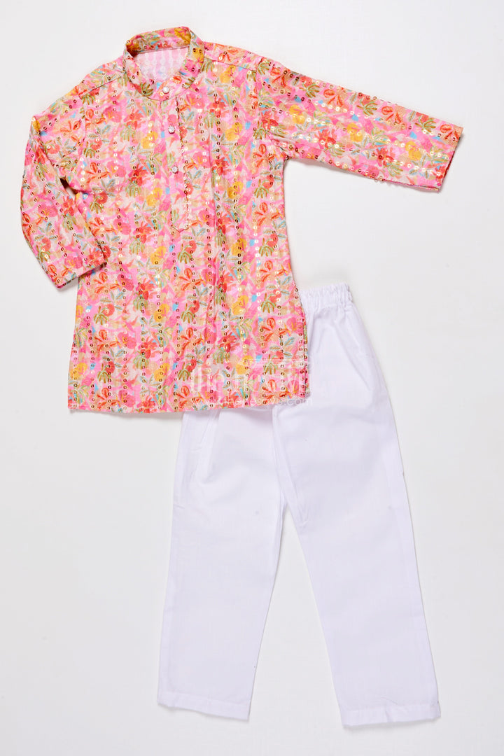 The Nesavu Boys Kurtha Set Boys Silk Blend Kurta Set with Digital Print for Festive Weddings Nesavu Nesavu embroidered digital print boys kurta set festive silk blend outfit weddings cultural events