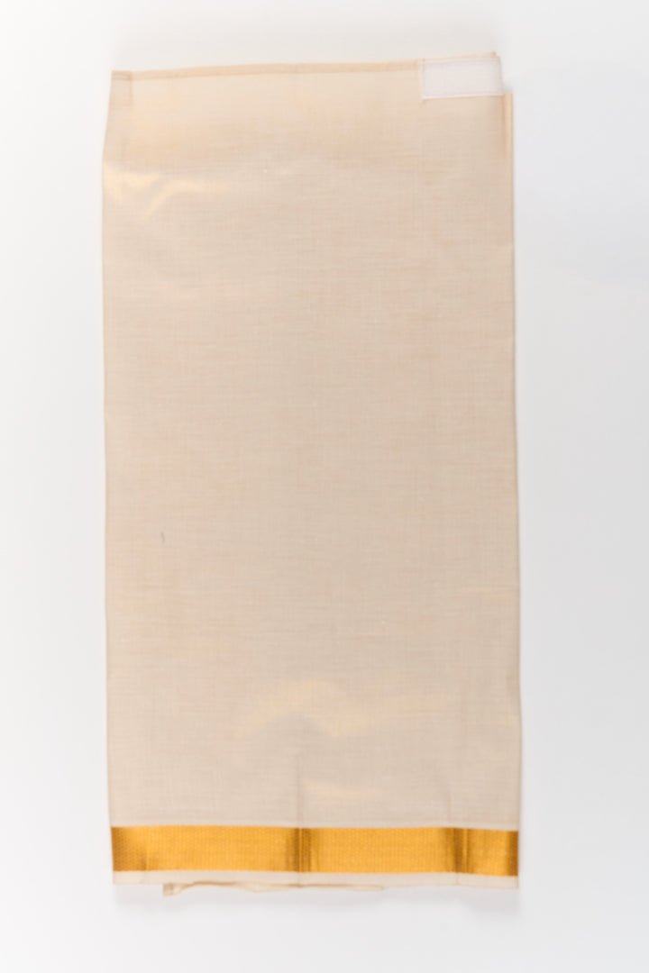 The Nesavu Boys Vesti Boys Silk Blend Vesti with Radiant Gold Border for Cultural Occasions Nesavu Boys Silk Blend Vesti Radiant Gold Zari Border Festive Wear | The Nesavu