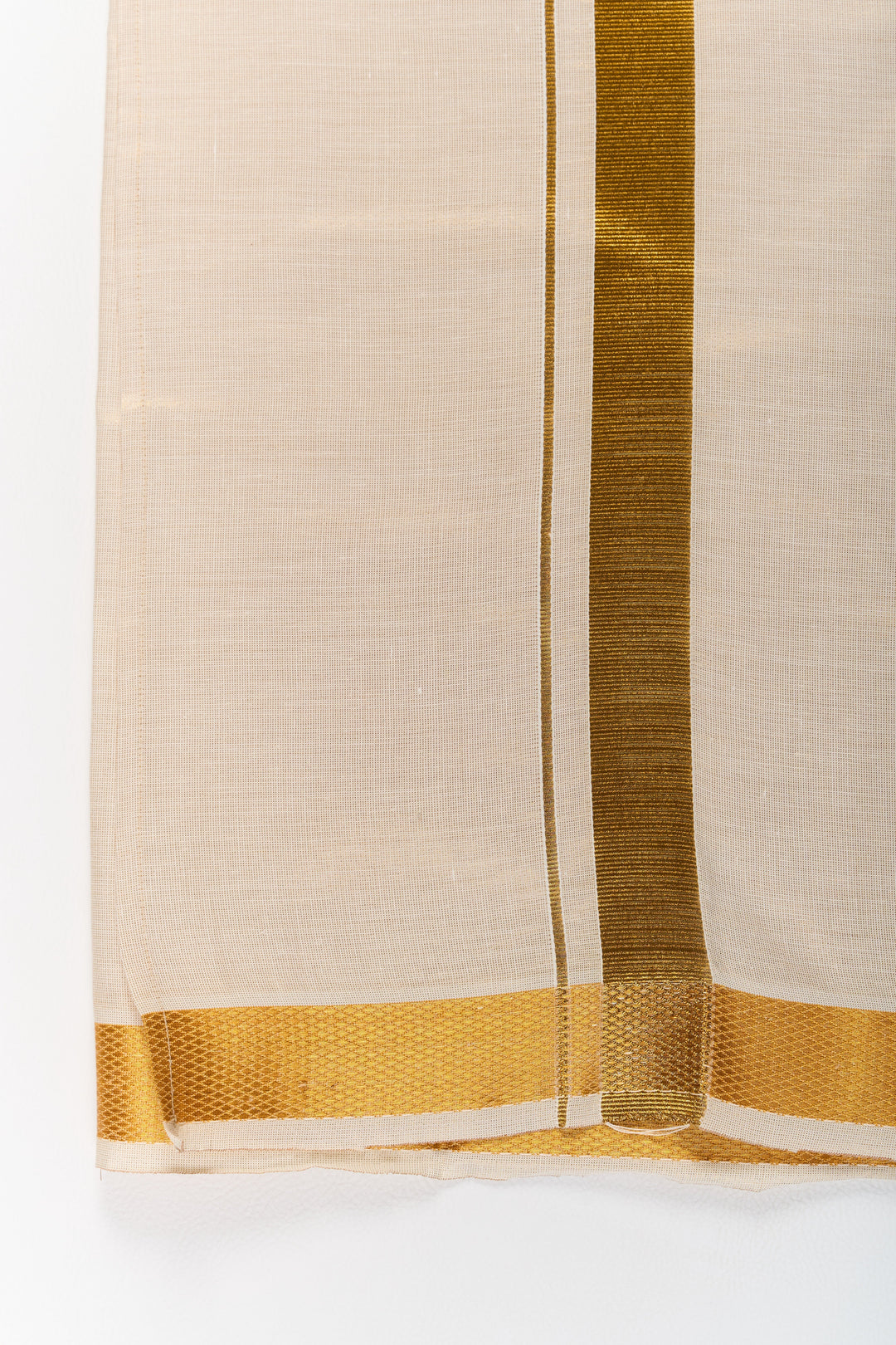 The Nesavu Boys Vesti Boys Silk Blend Vesti with Radiant Gold Border for Cultural Occasions Nesavu Boys Silk Blend Vesti Radiant Gold Zari Border Festive Wear | The Nesavu