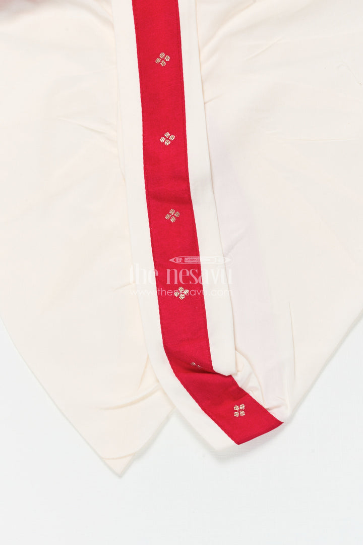 The Nesavu Boys Dothi Set Boys Silk Dhoti Set for Weddings and Traditional Celebrations Nesavu Nesavu boys silk blend dhoti kurta set zari butta weddings family celebrations