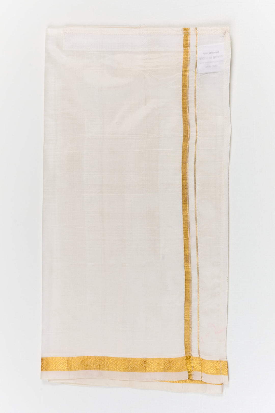 The Nesavu Pure Silk Vesti Boys Silk Dhoti Set for Weddings and Traditional Family Occasions Nesavu 16 (1Y) / White / Pure Silk D066A-16 Nesavu boys silk dhoti set for weddings, receptions and traditional milestone celebrations