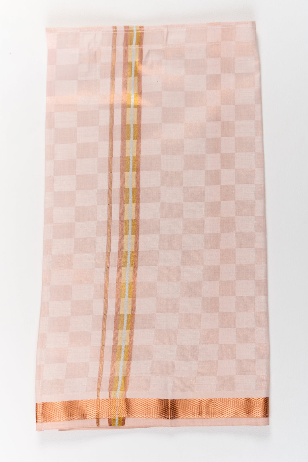 The Nesavu Boys Vesti Boys Silk Dhoti with Copper Gold Zari Border for Weddings and Festivals Nesavu 18 (2Y) / Beige D013C-18 Boys Silk Dhoti Copper Gold Zari Border Traditional Festive Wear | The Nesavu