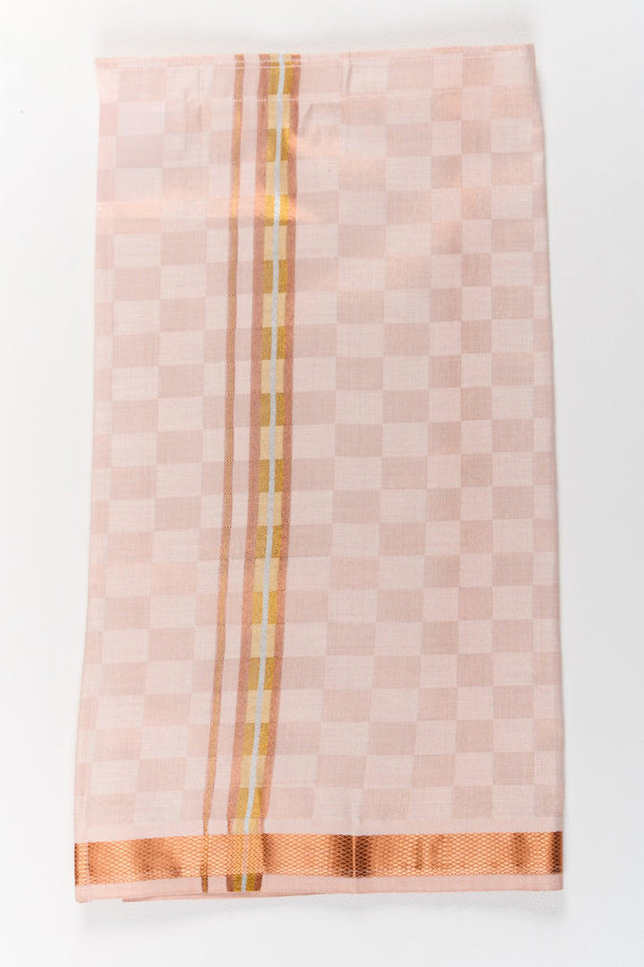 The Nesavu Boys Vesti Boys Silk Dhoti with Copper Gold Zari Border for Weddings and Festivals Nesavu 18 (2Y) / Beige D013C-18 Boys Silk Dhoti Copper Gold Zari Border Traditional Festive Wear | The Nesavu