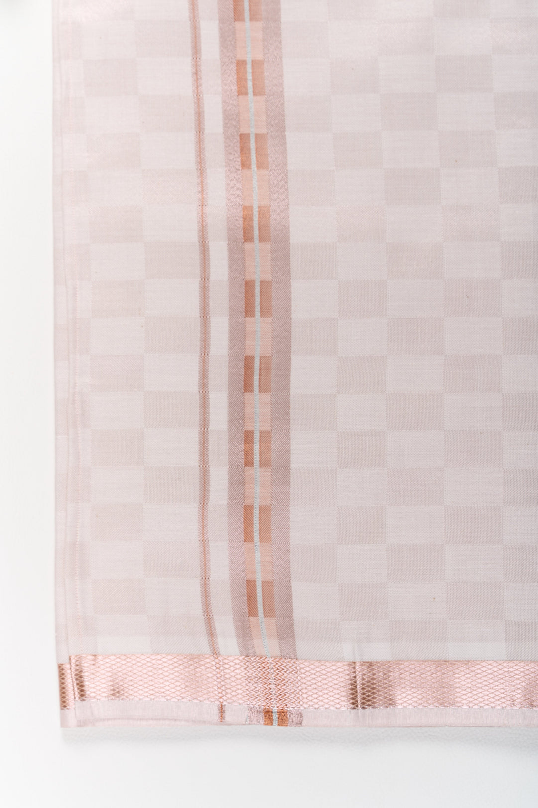 The Nesavu Boys Vesti Boys Silk Dhoti with Rose Gold Zari Border for Traditional Wear Nesavu Boys Silk Dhoti Rose Gold Zari Border Cultural Events Festivals | The Nesavu