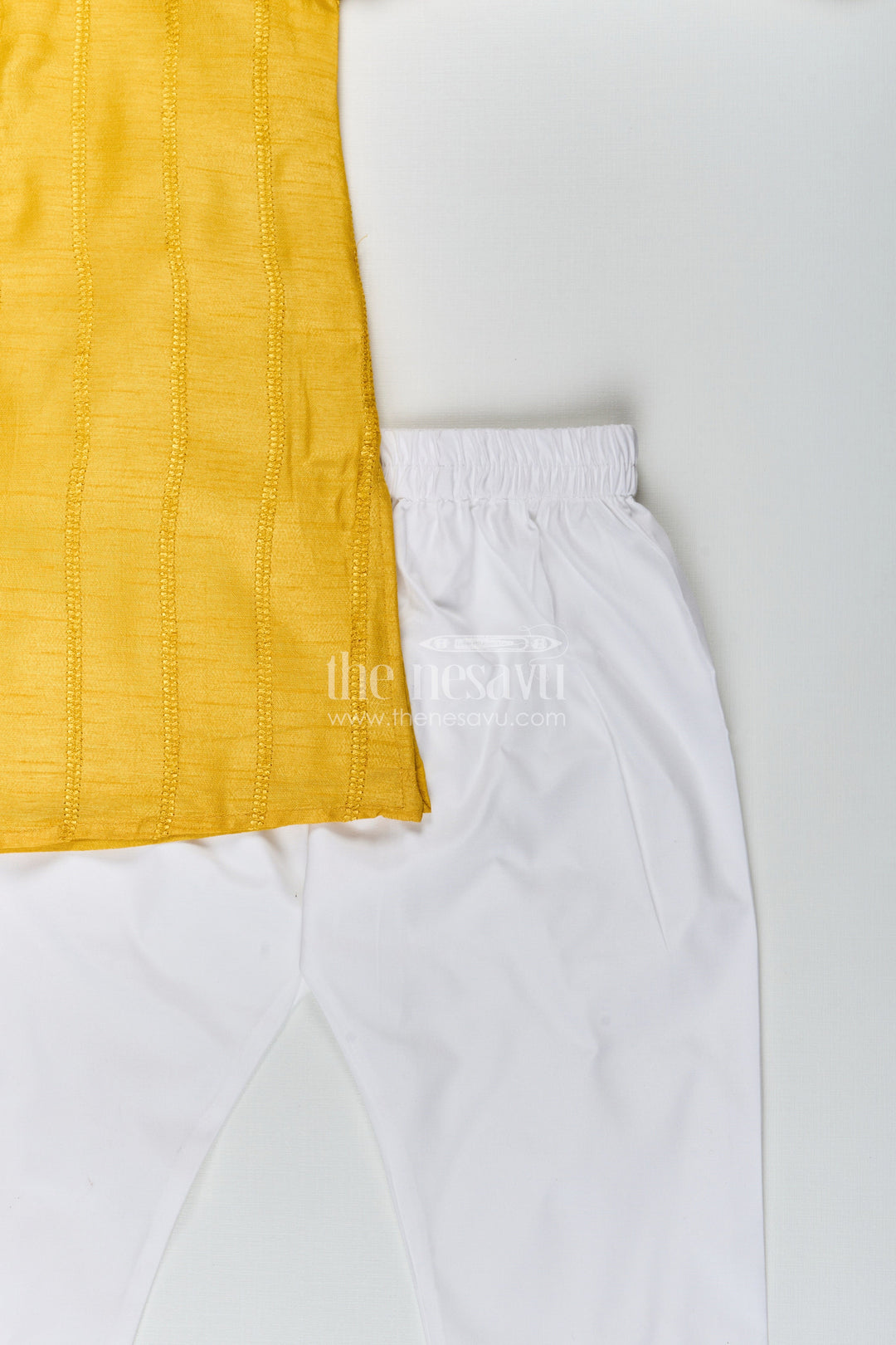 The Nesavu Boys Kurtha Set Boys silk kurta set for festivals and family celebrations Nesavu Nesavu boys silk blend kurta set churidar pants festive occasions ethnic celebrations