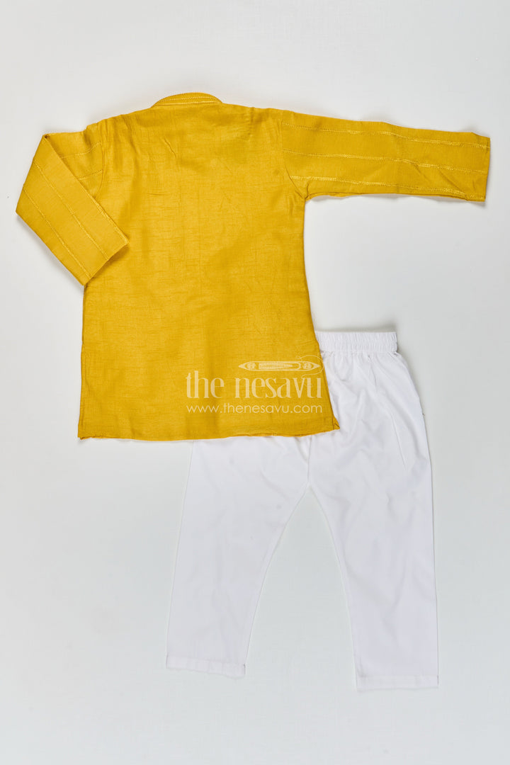 The Nesavu Boys Kurtha Set Boys silk kurta set for festivals and family celebrations Nesavu Nesavu boys silk blend kurta set churidar pants festive occasions ethnic celebrations