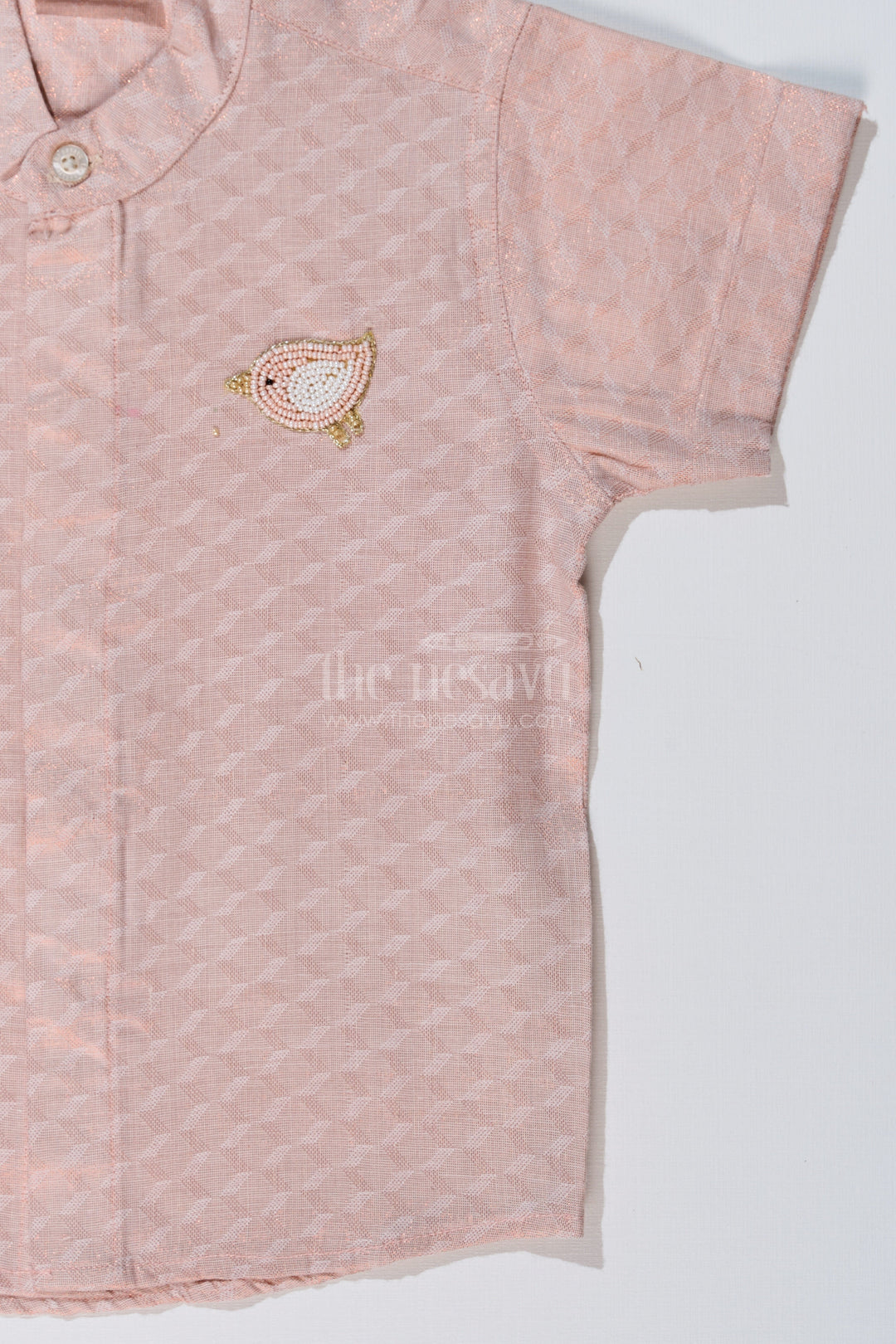 The Nesavu Boys Silk Shirt Boys Silk Long Shirt with Bird Embroidery and Mandarin Collar for Festive Wear Nesavu Boys Silk Long Shirt Bird Embroidery Mandarin Collar Traditional Wear | The Nesavu