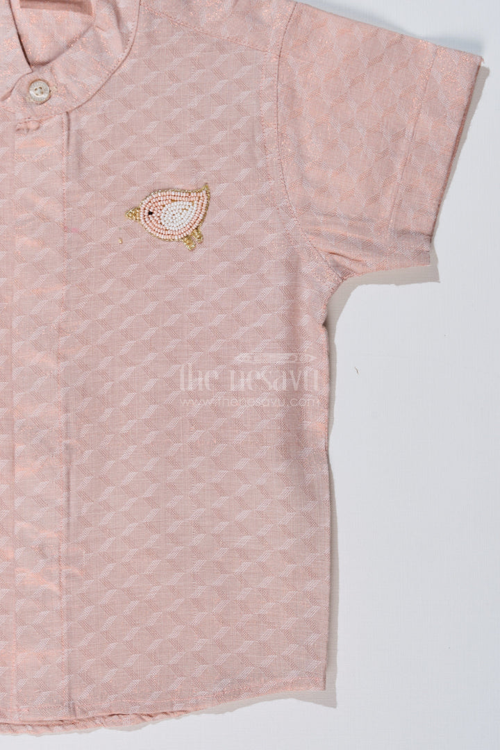 The Nesavu Boys Silk Shirt Boys Silk Long Shirt with Bird Embroidery and Mandarin Collar for Festive Wear Nesavu Boys Silk Long Shirt Bird Embroidery Mandarin Collar Traditional Wear | The Nesavu