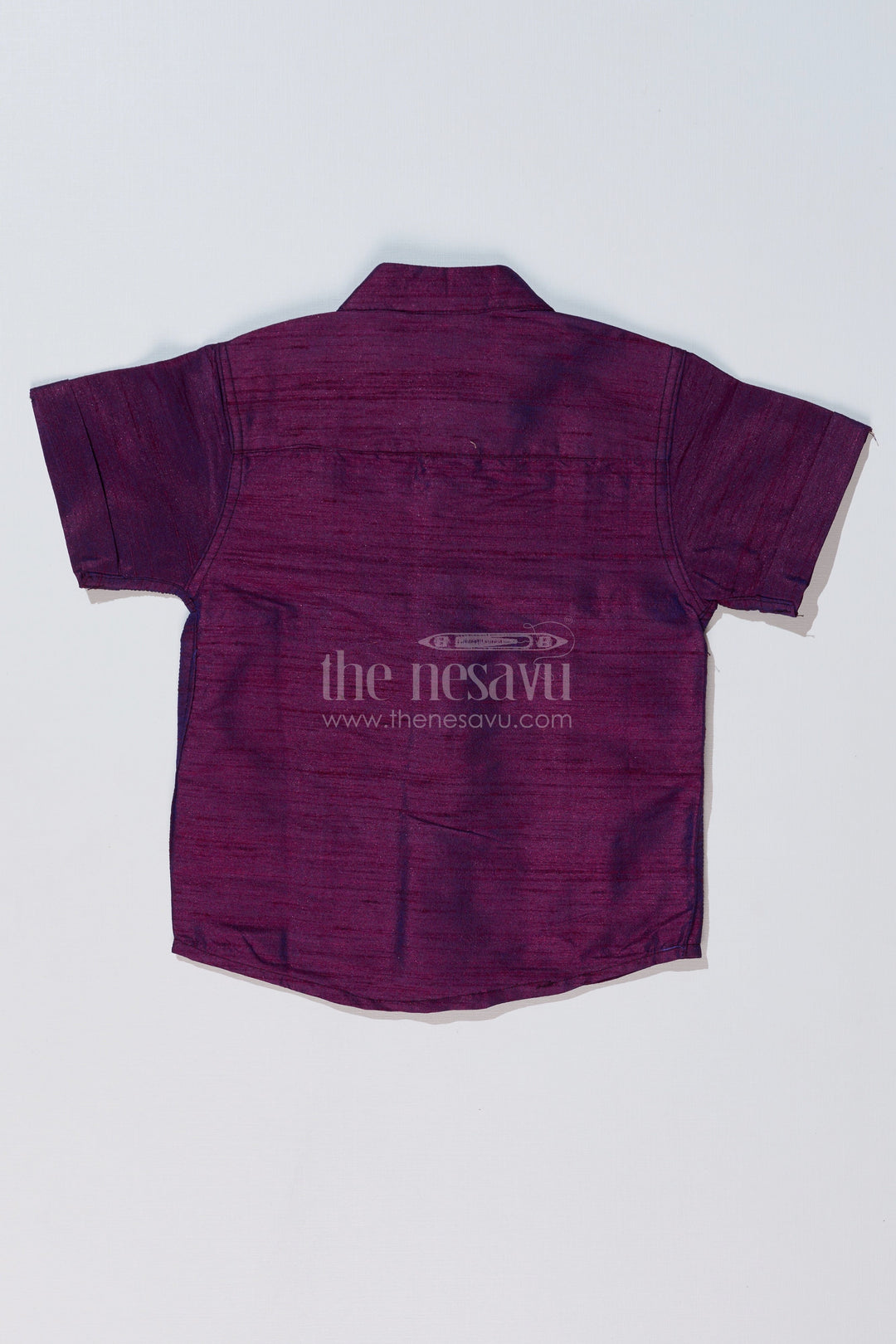 The Nesavu Boys Silk Shirt Boys Silk Purple Shirt with Rich Fabric and Intricate Embroidery for Festive Occasions Nesavu Boys Silk Purple Shirt Golden Embroidery Weddings Festive Wear | The Nesavu
