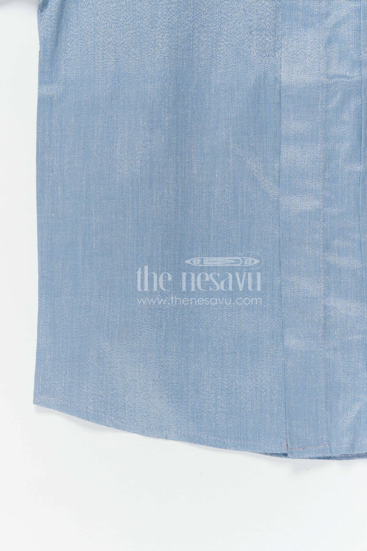 The Nesavu Boys Silk Shirt Boys Silk Shirt for Festive and Traditional Nesavu Nesavu boys tissue silk festive shirt with embroidered front panel
