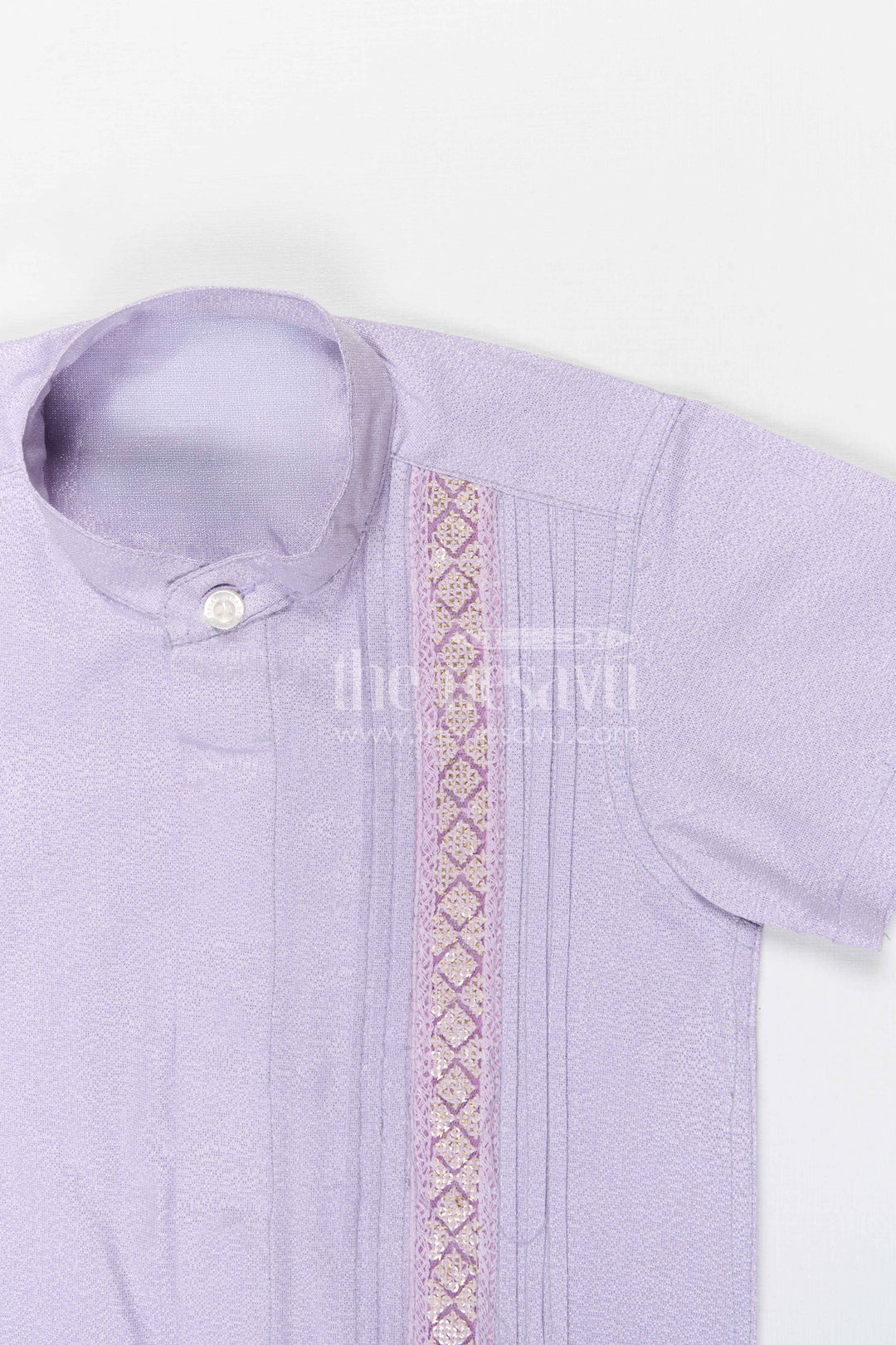 The Nesavu Boys Silk Shirt Boys Silk Shirt for Festive and Traditional Celebrations Nesavu Nesavu boys tissue silk festive shirt with embroidered panel