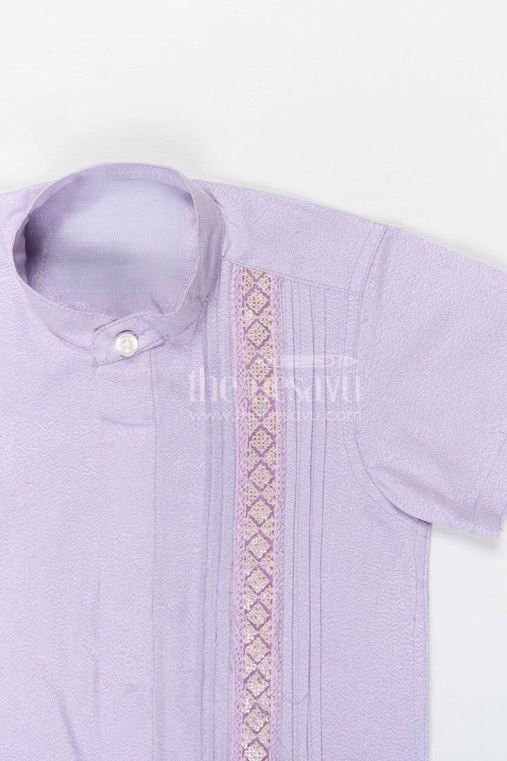 The Nesavu Boys Silk Shirt Boys Silk Shirt for Festive and Traditional Celebrations Nesavu Nesavu boys tissue silk festive shirt with embroidered panel