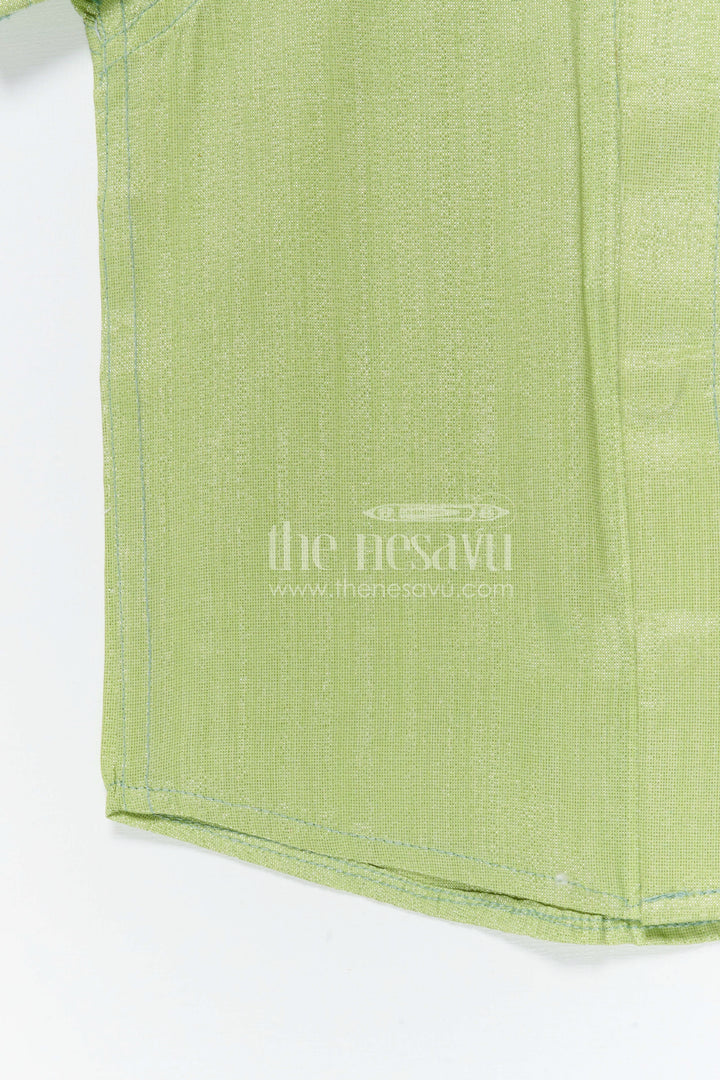 The Nesavu Boys Silk Shirt Boys Silk Shirt for Festive and Traditional Occasions Nesavu Nesavu boys tissue silk festive shirt with embroidered panel