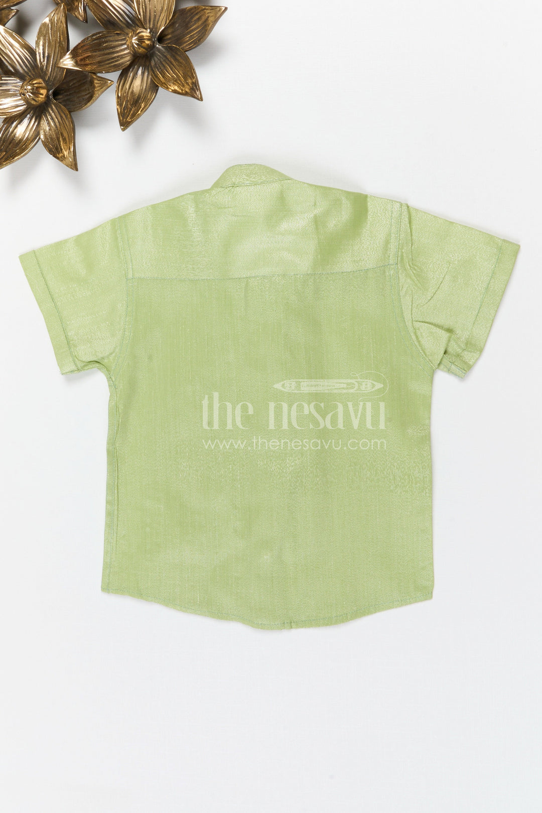 The Nesavu Boys Silk Shirt Boys Silk Shirt for Festive and Traditional Occasions Nesavu Nesavu boys tissue silk festive shirt with embroidered panel