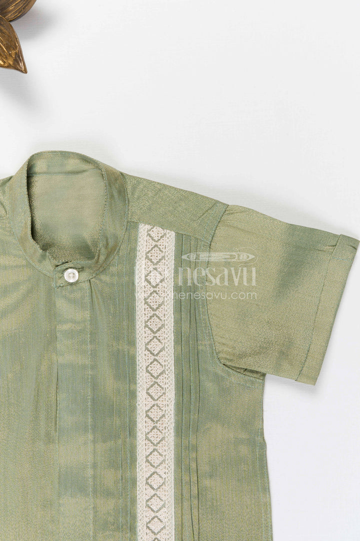 The Nesavu Boys Silk Shirt Boys Silk Shirt for Festive and Traditional Occasions Nesavu Nesavu boys tissue silk festive shirt with woven front detail