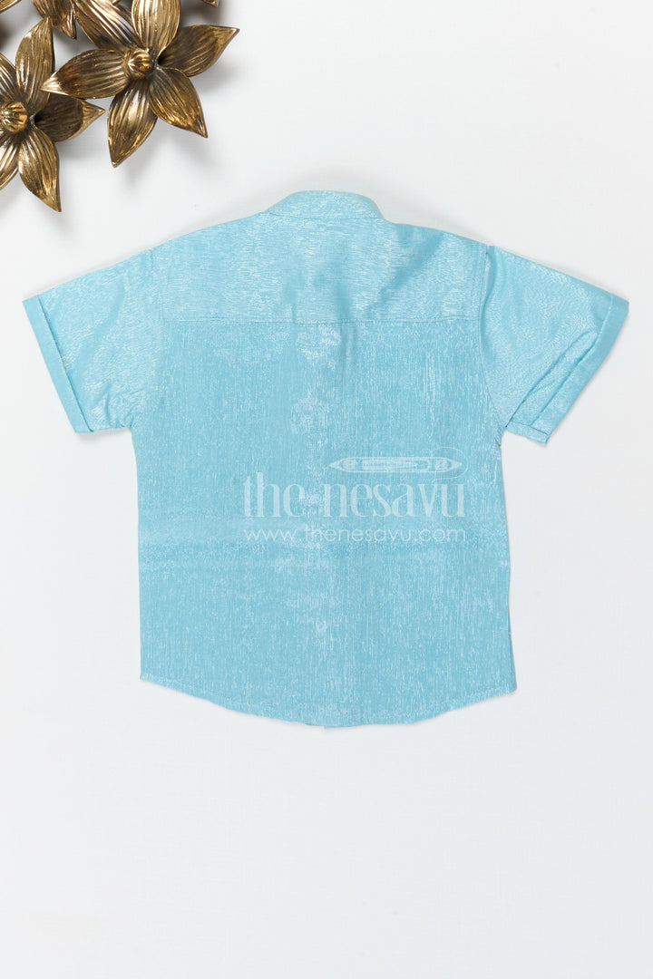 The Nesavu Boys Silk Shirt Boys Silk Shirt for Festive Celebrations and Family Functions Nesavu Nesavu boys tissue silk ethnic shirt with embroidery detail