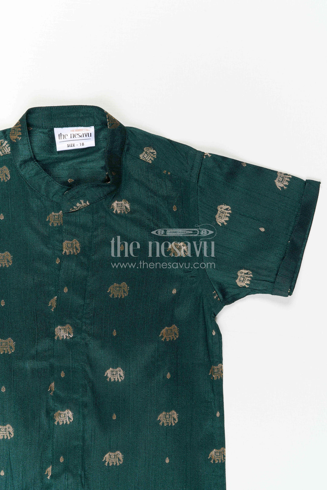 The Nesavu Boys Silk Shirt Boys Silk Shirt for Festive Celebrations and Traditional Gatherings Nesavu Nesavu Boys Raw Silk Shirt With Jacquard Elephant Butta Design For Festive Occasions