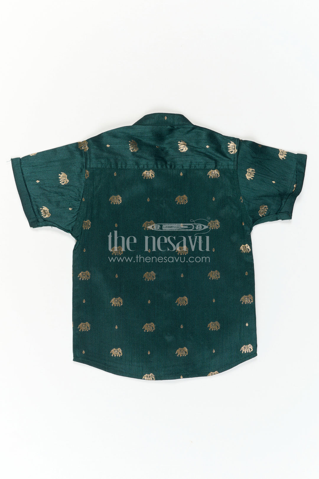 The Nesavu Boys Silk Shirt Boys Silk Shirt for Festive Celebrations and Traditional Gatherings Nesavu Nesavu Boys Raw Silk Shirt With Jacquard Elephant Butta Design For Festive Occasions